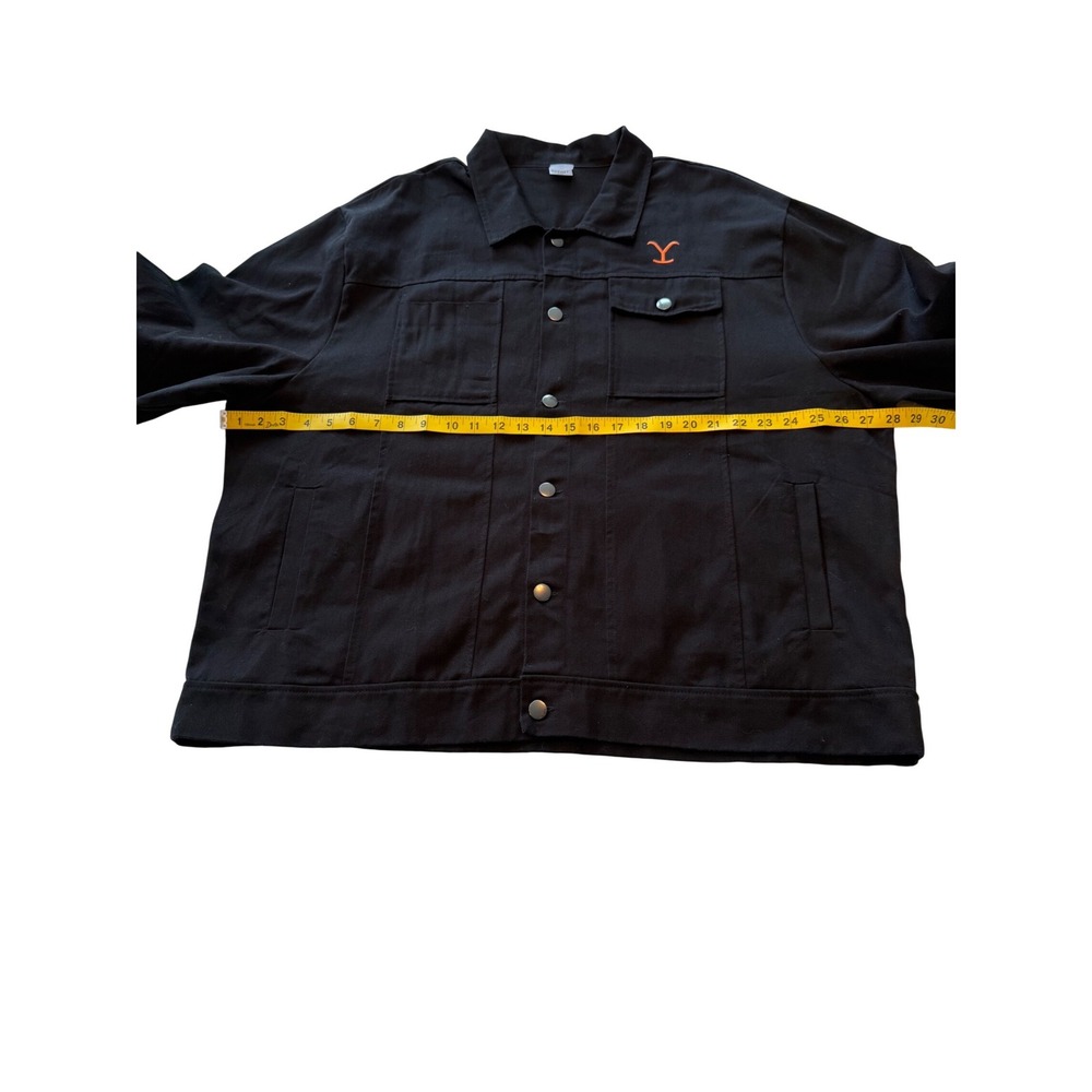 Yellowstone TV Show Mens XXL Black Cotton Denim Trucker Jacket Orange Y Logo - Picture 3 of 8